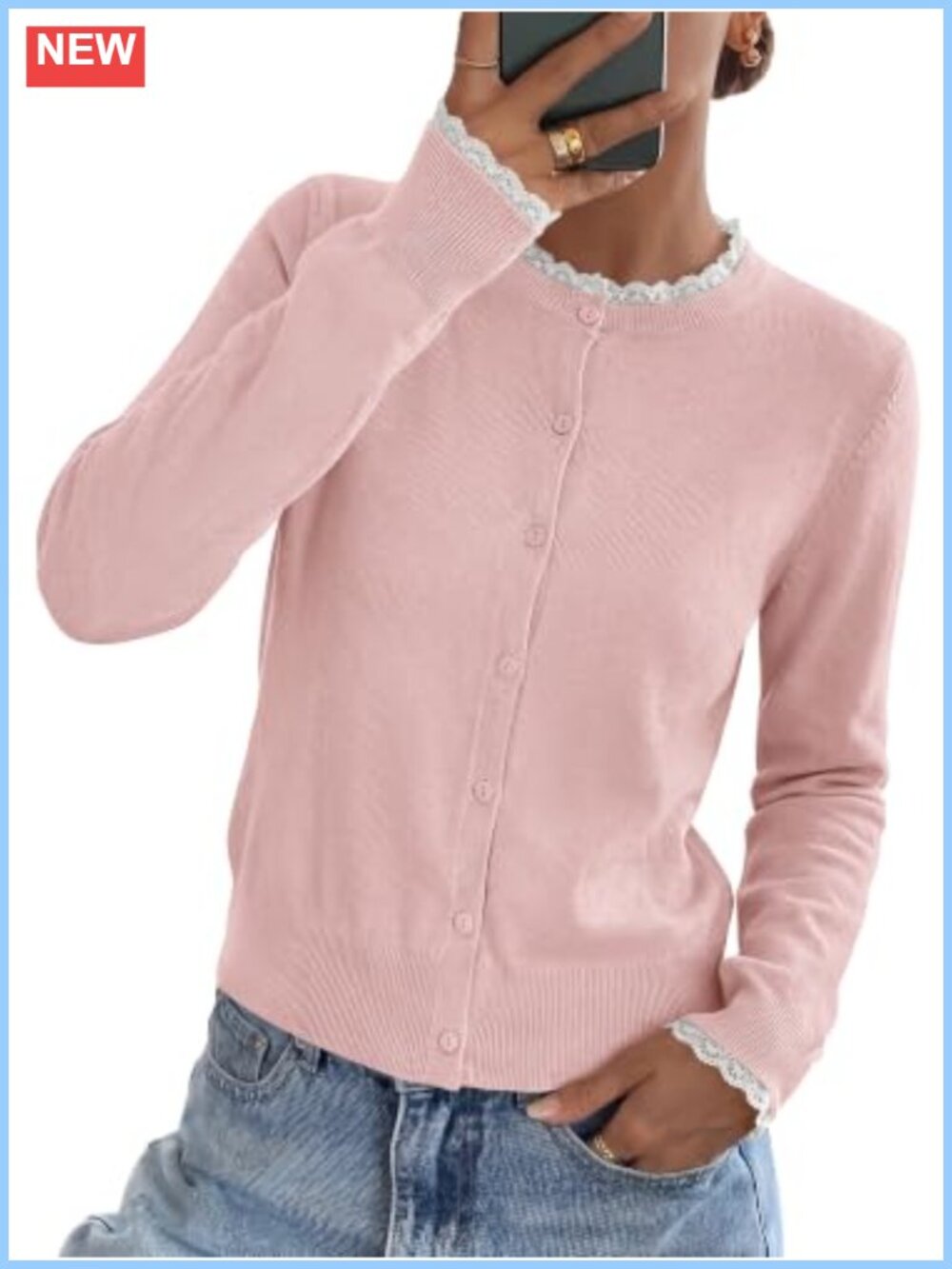 Lace Cardigan Sweater Women Button Down Knit Long Sleeve Fall Casual Layer
